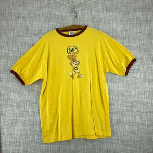 Y2K Nesle Quick Ringer Shirt 707 tag yellow T-Shirt Short Sleeve Mens XL 1145